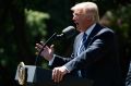 President Donald Trump speaks during a presentation ceremony of the Commander-in-Chief trophy to the Air Force Academy ...