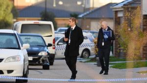 The Age, News, 03/052017 picture by Justin McManus. Police and forensic officers at the scene of a shooting in Church rd ...