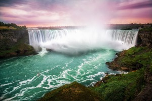 Niagara Falls at sunset.