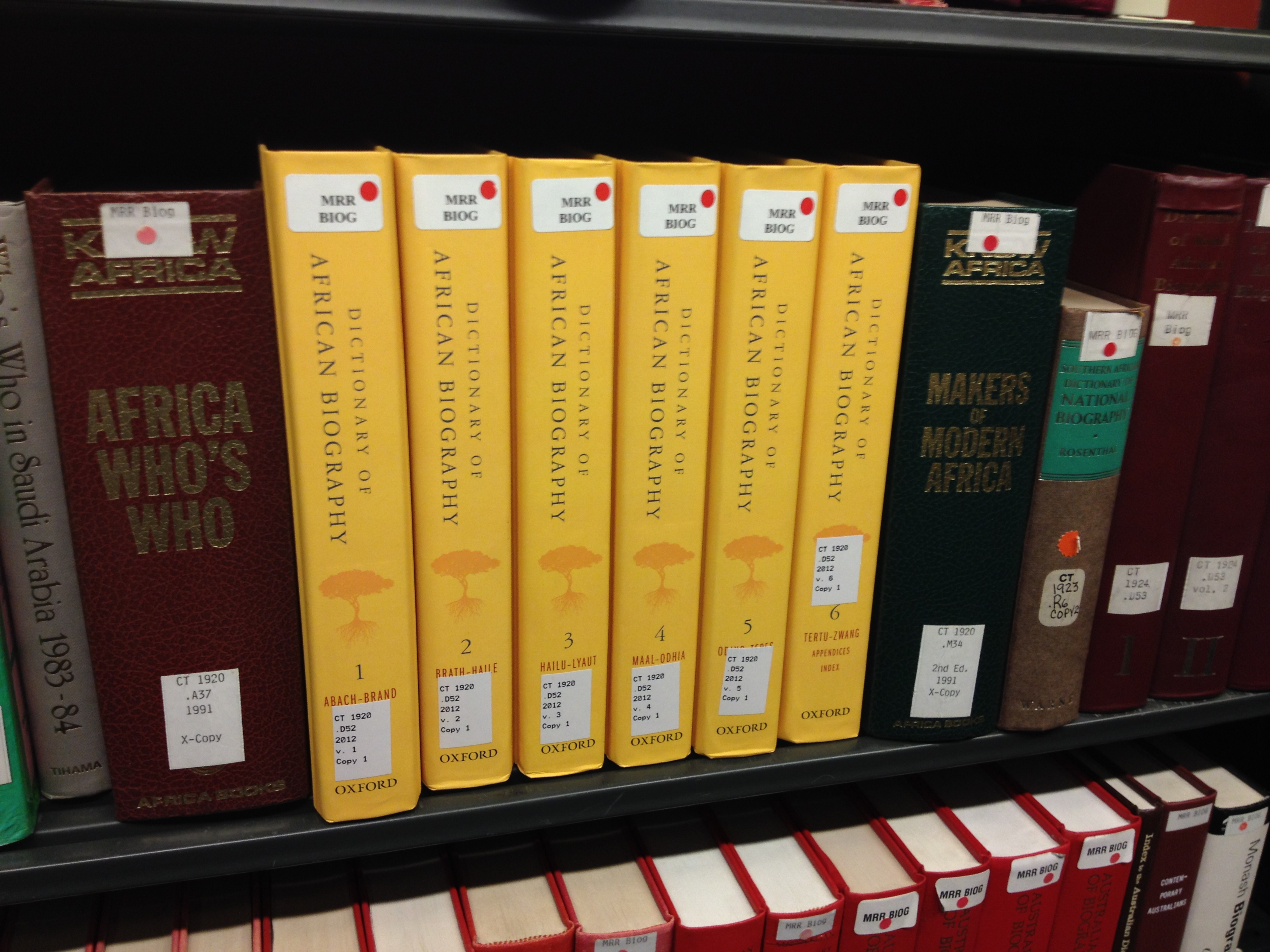 Reference books at the Africa Reading Room in the Library of Congress