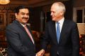 Prime Minister Malcolm Turnbull (right) met India's Adani Group founder and chairman Gautam Adani during a visit to ...