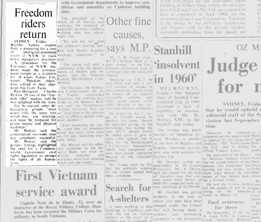 Freedom Riders Return, Canberra Times, 27 February 1965