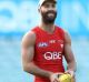 Veteran: Jarrad McVeigh (right) shares a laugh with captain Josh Kennedy.