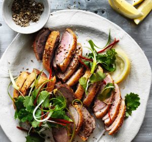 Kylie Kwong's spicy salt duck breasts with lemon.