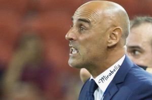 BRISBANE, AUSTRALIA - MARCH 25: Victory coach Kevin Muscat during the round 24 A-League match between Brisbane Roar and ...