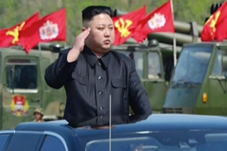 North Korean leader Kim Jong-un at celebrations to mark the 85th anniversary of the country's army.