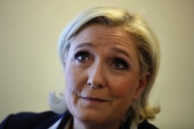 French far-right presidential candidate Marine Le Pen delivers a speech during a conference on Africa-France ...