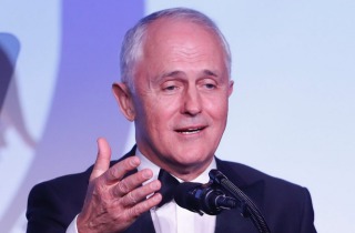 Prime Minister Malcolm Turnbull at a dinner in New York to commemorate the 75th anniversary of the Battle of the Coral Sea.  