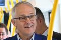 Prime Minister Malcolm Turnbull riding the Gold Coast light rail.