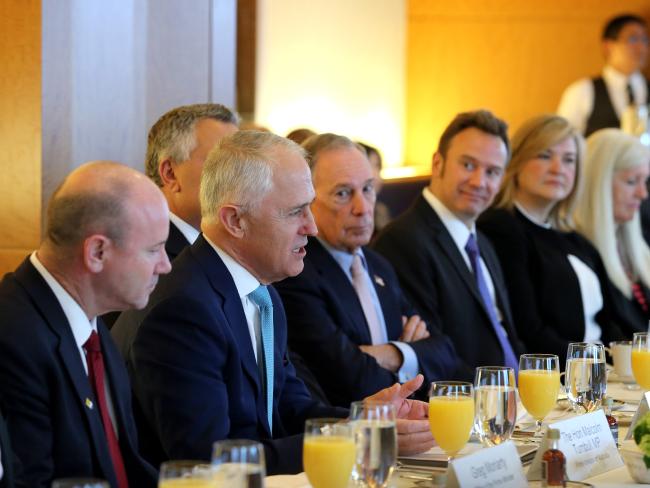 Prime Minister Malcolm Turnbull attends the CEO Breakfast hosted by Morgan Stanley chief executive officer James Gorman in New York on Friday. Picture: Nathan Edwards