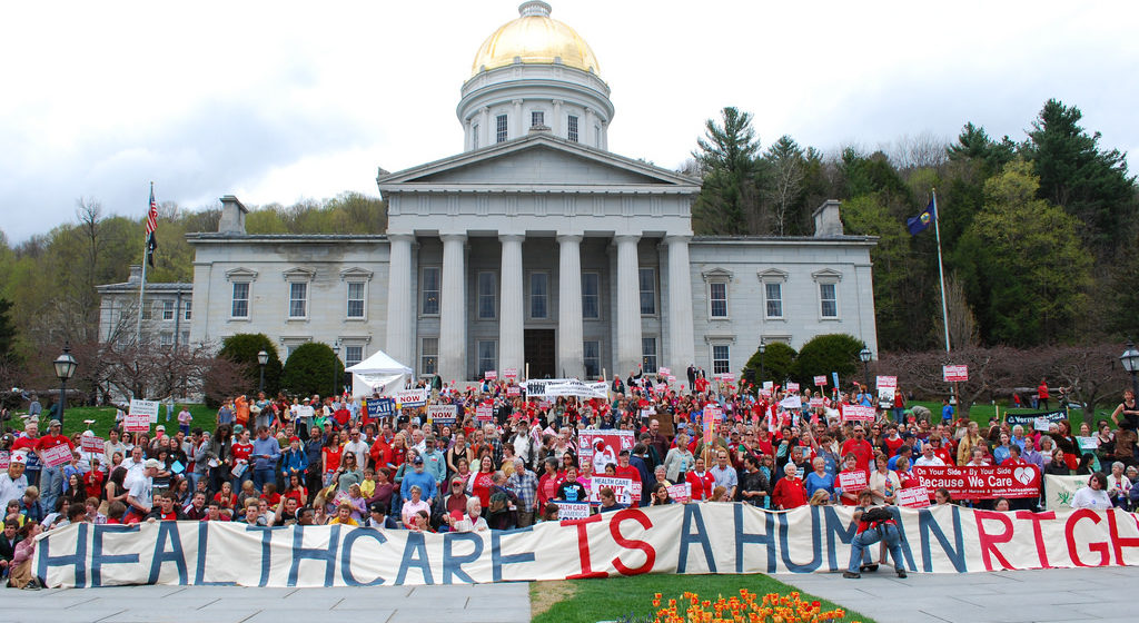 Vermont Human Right To Healthcare. Rally at the State House in Montpelier, VT. Photo by NESRI on Flickr.