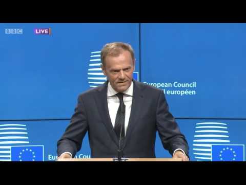 Donald Tusk 'holding back the tears' press statement on Brexit