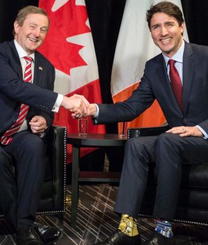 Justin Trudeau, right, with his Irish counterpart Enda Kenny in Montreal on Thursday. 