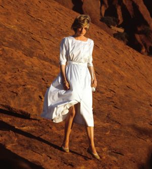 Diana descends Uluru, 1983.