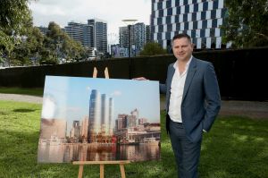  Salta Properties managing director Sam Tarascio  at the Docklands site which will become a hotel and apartment block. 