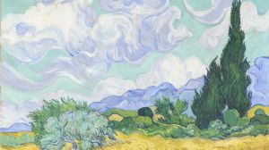 A wheat field, with cypresses early September 1889 (detail).