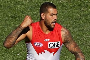 Lance Franklin booted eight goals against the Lions