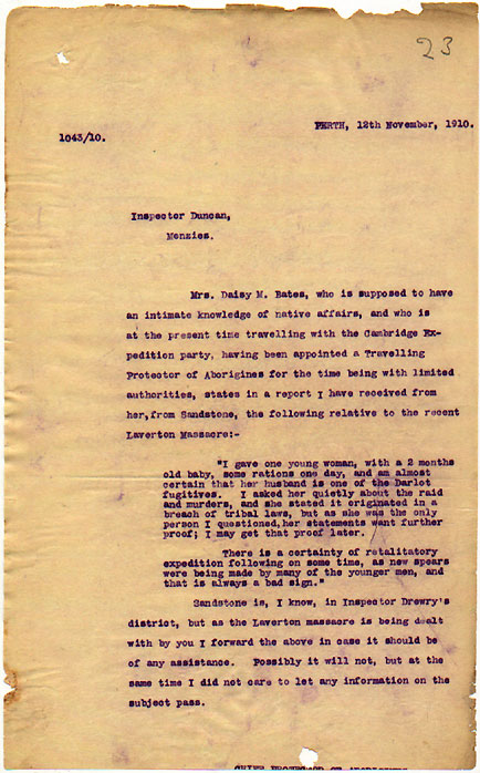 Ration List forwarded by C.J. Annear of Fitzroy Crossing, Dec 1904 Chief Protector of Aborigines Files, Acc 255, Item 841/1905, Series 3005 