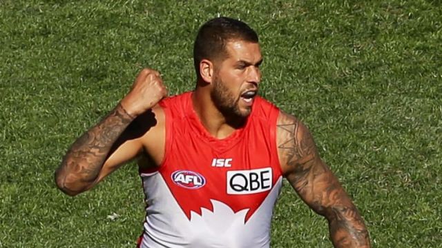 Lance Franklin booted eight goals against the Lions