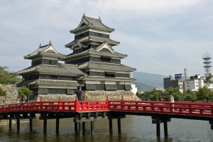 Matsumoto Castle and its red bridge.