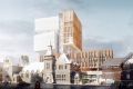 Artist impressions for a new 14-storey high school in Surry Hills.