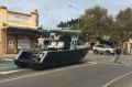 The boat blocked traffic on the intersection near the Norfolk pub in Fremantle.