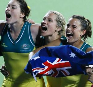 The moment: Australia celebrate after beating England to win gold at the 2014 Commonwealth Games in Glasgow.