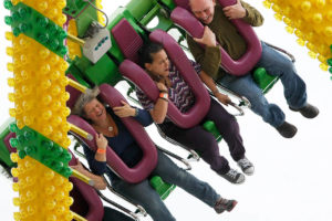 Passengers on the “Freak Out” ride (from left), Cheryl Bascher of Monroe, Naree Strickland of Mountlake Terrace and John Clarin of Seattle, scream and holler as they sail through the air at the 2015 Evergreen State Fair in Monroe. This year’s fair is set for Aug. 24 through Sept. 4. (Herald file photo)