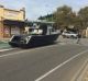 The boat blocked traffic on the intersection near the Norfolk pub in Fremantle.