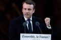 PARIS, FRANCE - MAY 07: Leader of 'En Marche !' Emmanuel Macron adresses suporters after winning the French Presidential ...