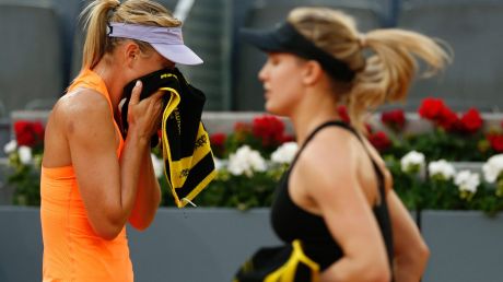 No love lost: Maria Sharapova and Eugenie Bouchard were all business in their Madrid Open clash.