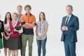 Bill Shorten appears in front of a largely white cast in an ad urging people to "employ Australians first".