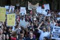 A return to the barricades? Students from the University of Sydney Uni and the University of Technology Sydney protest ...