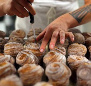 Stephen's cruffins are stuffed with cream fillings.