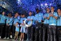 Sky Blues the limit: Sydney FC players celebrate their win. 