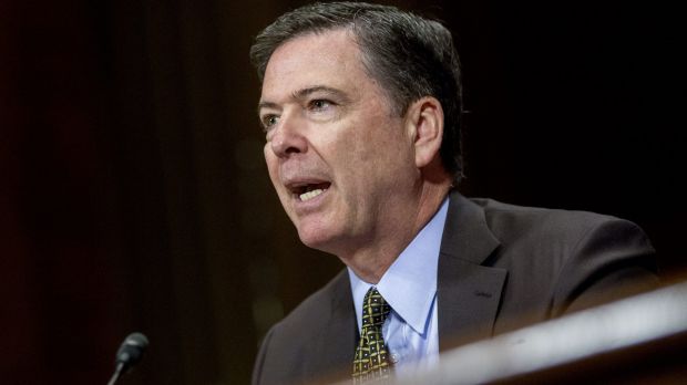 James Comey, then director of the FBI, speaks during a Senate Judiciary Committee hearing on possible links between  ...