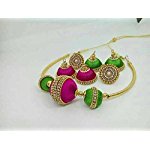 Pink n green Traditional Jewellery Set of 2 jumka