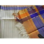 White Striped Silk Saree With blouse piece