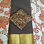 Black Plain / Solid Tassar Silk Saree With blouse piece