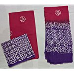 Purple Block print Cotton Dress Material With Dupatta