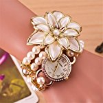 Gold Gold Plated Alloy Pearl Fashion BRACELET WITH BEAUTIFUL WATCH