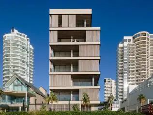 M3565 is a luxury development on the Gold Coast's Main Beach. The development was designed by Sydney architect Virginia Kerridge. Katie Page was instrumental in the development of the project.