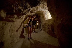 Dutch tourists visit the inside of the Great Pyramid, built by Cheops, known locally as Khufu in Giza, Egypt, Thursday, June 2, 2016.