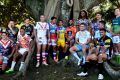 Celebration: Players model the Indigenous Round jerseys.