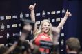 Anja Nissen celebrates making it through to the Eurovision grand final.