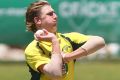Will Sutherland of the CA XI bowls during the tour match between Pakistan and the CA XI at Allan Border Field early this ...