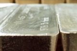 Pallets loaded with newly cast silver bullion bars sit in a saferoom in Glogow, Poland.