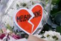 A floral tribute for victims at Bourke Street Mall. 