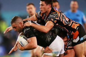 Old stager: Robbie Farah takes Mitchell Moses for a ride.