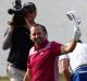 Sergio Garcia of Spain celebrates his hole in one.